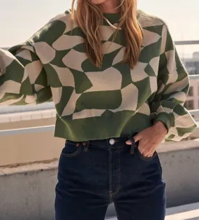 ABSTRACT-PATTERN KNIT SWEATER