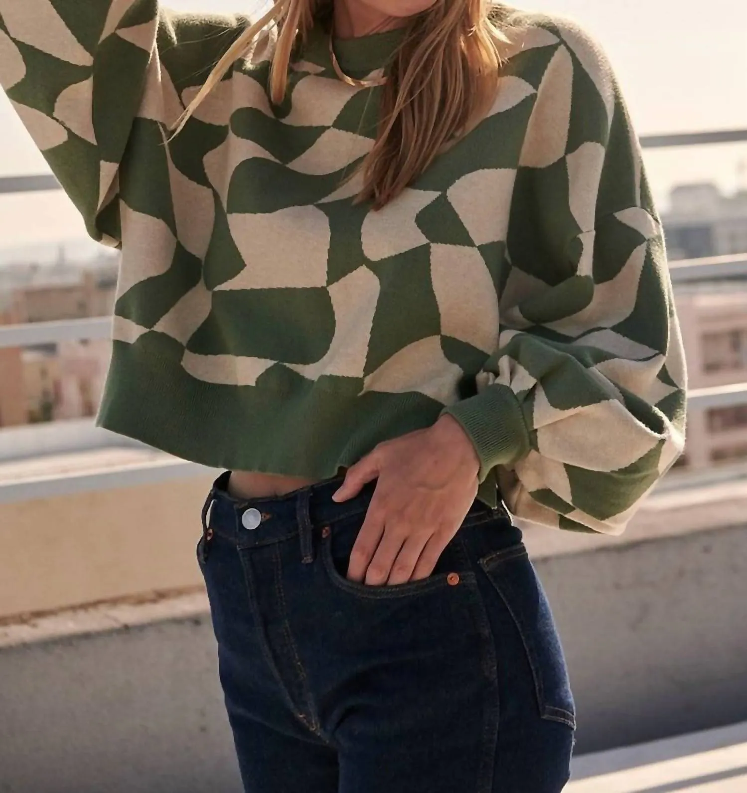 ABSTRACT-PATTERN KNIT SWEATER