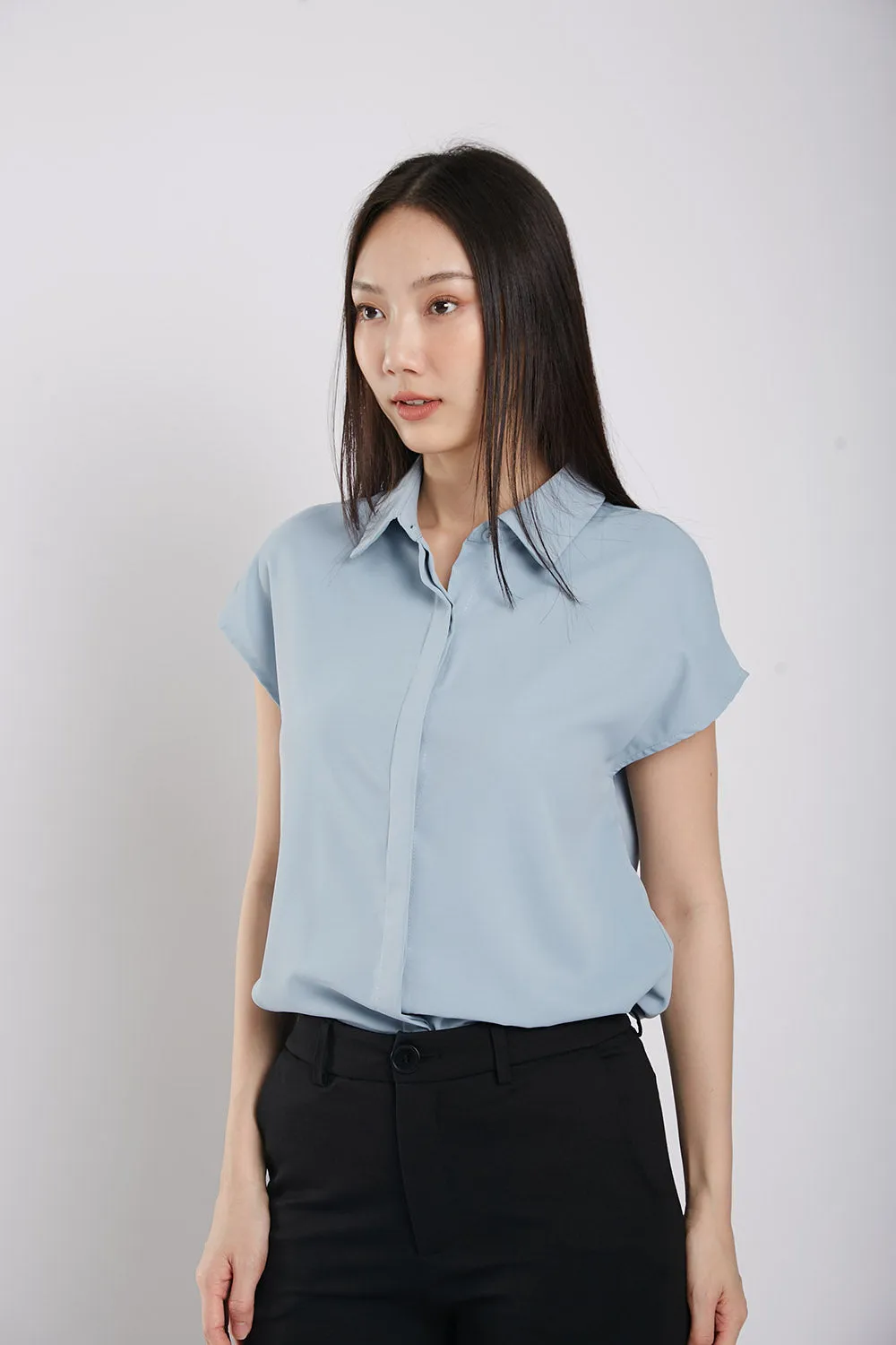 Aella Button Down Shirt in Dust Blue