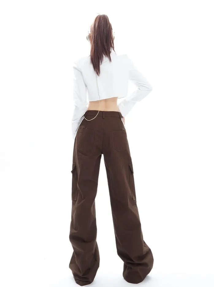 American Vintage Stripe Pockets Versatile Pants