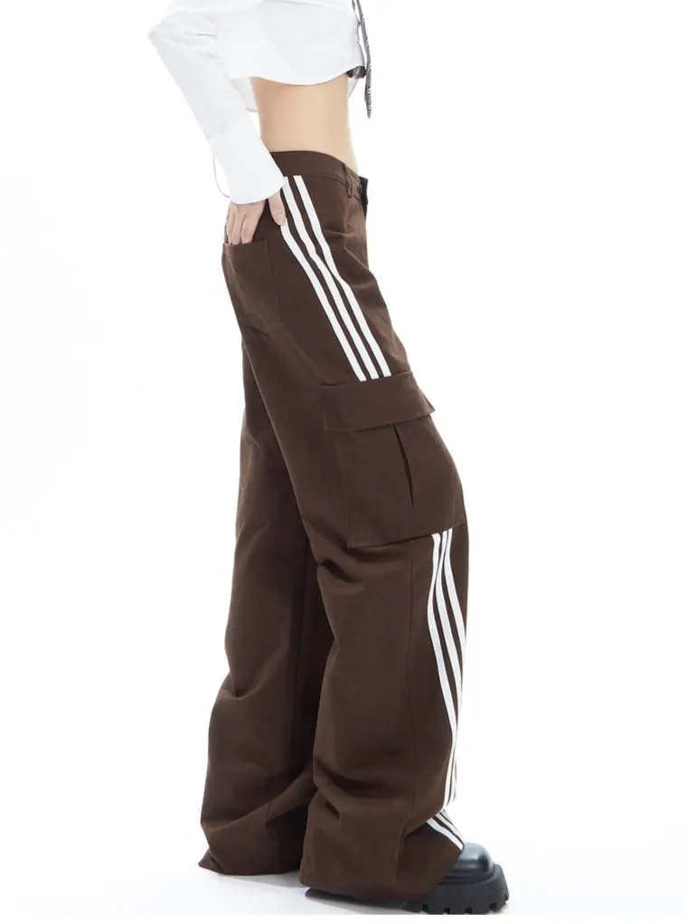 American Vintage Stripe Pockets Versatile Pants