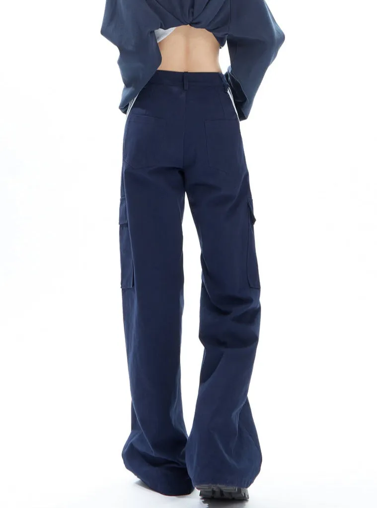 American Vintage Stripe Pockets Versatile Pants