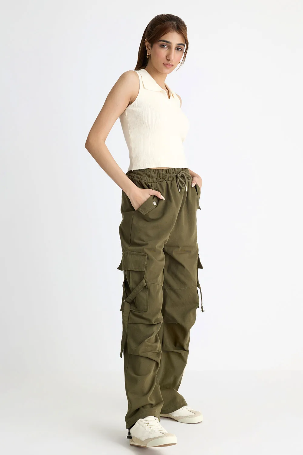 Collared Ribbed Crop Top