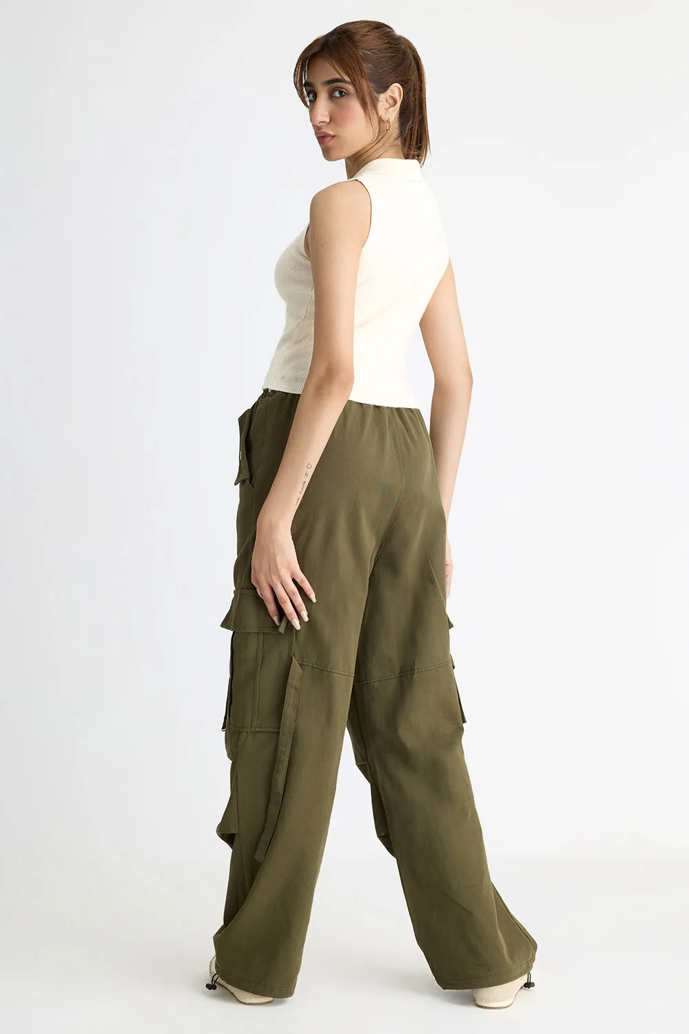 Collared Ribbed Crop Top