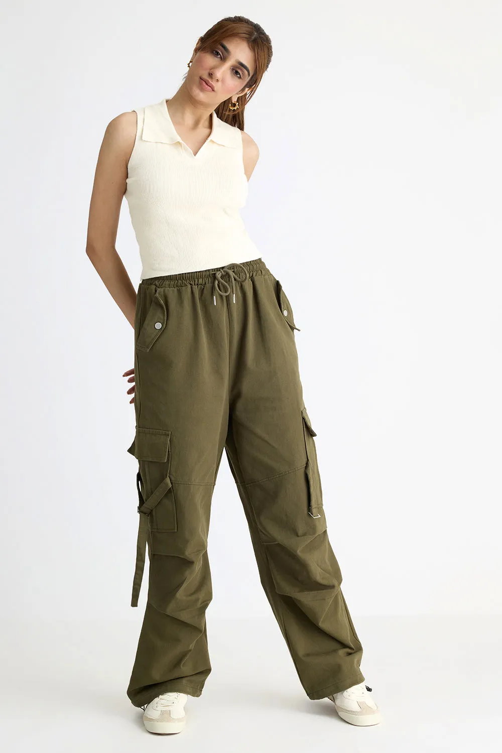 Collared Ribbed Crop Top