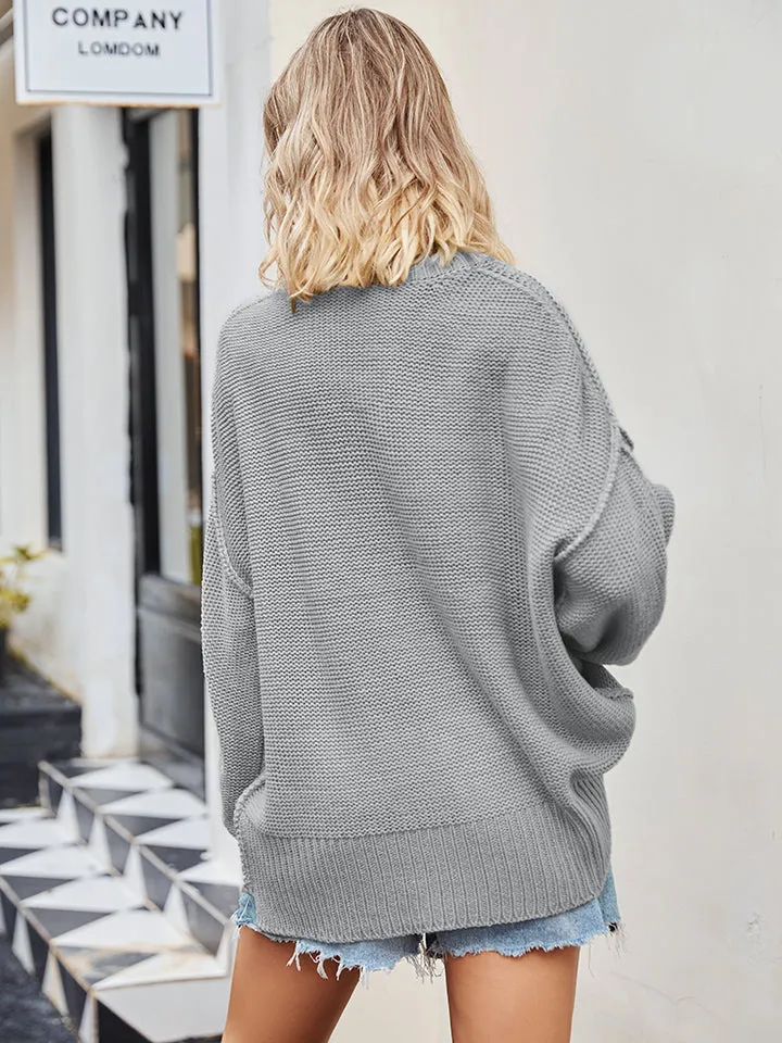 Cozy Slouchy Knit Sweater with Drop Shoulder