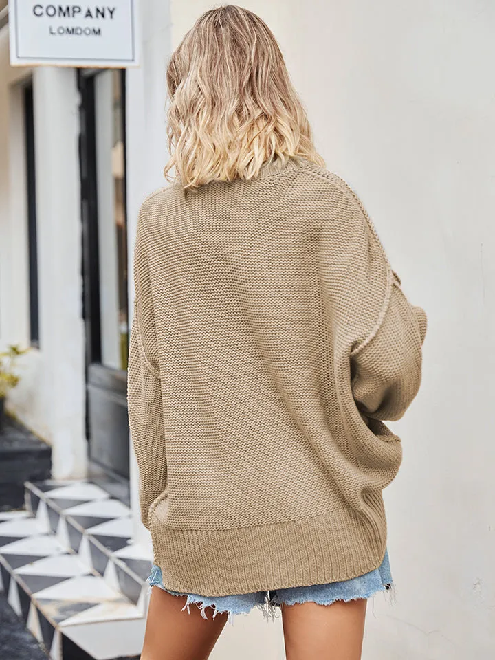 Cozy Slouchy Knit Sweater with Drop Shoulder
