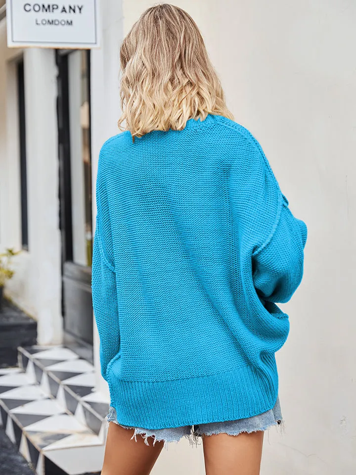 Cozy Slouchy Knit Sweater with Drop Shoulder