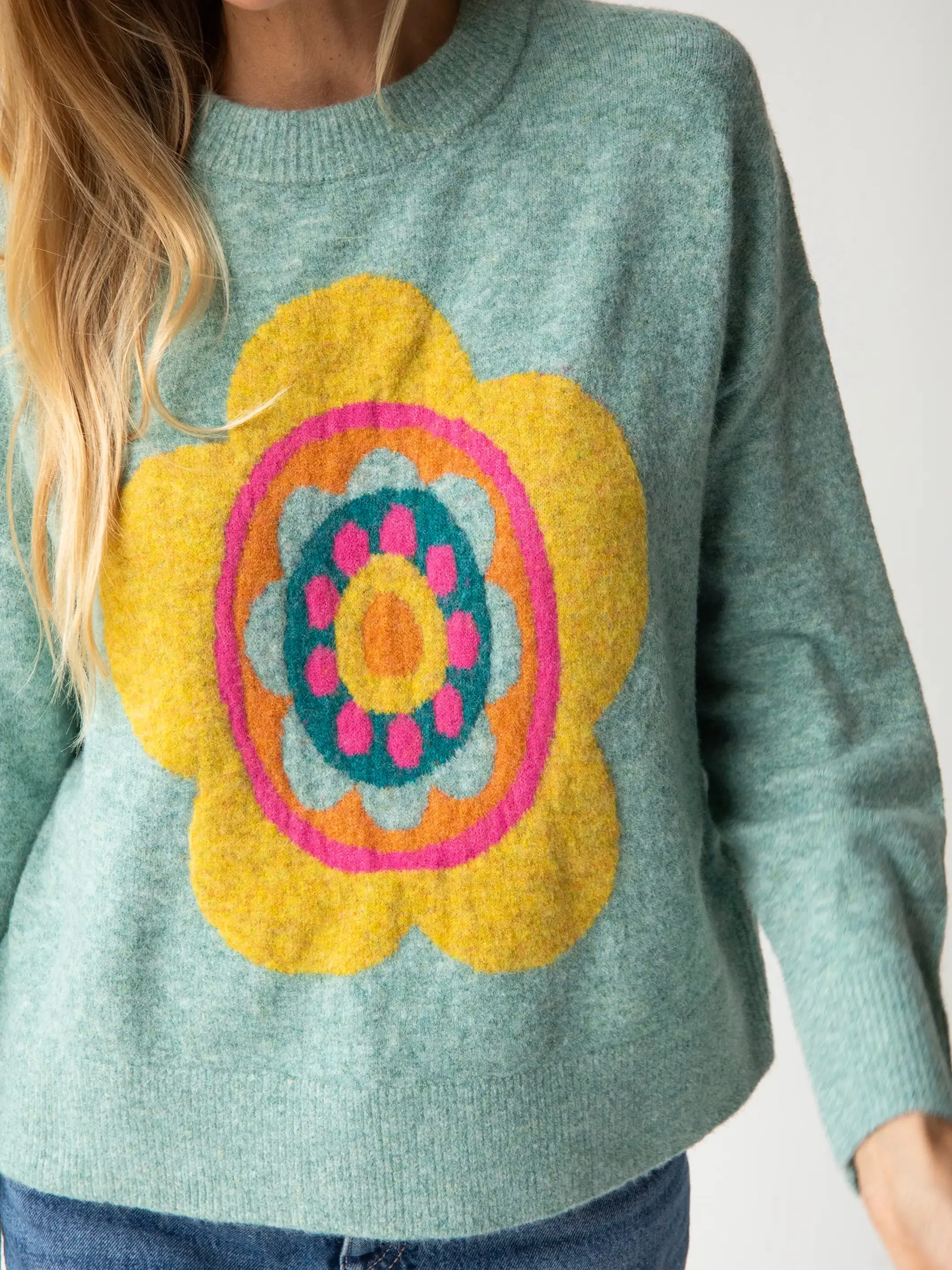 Everyone's Favorite Sweater - Light Blue Daisy