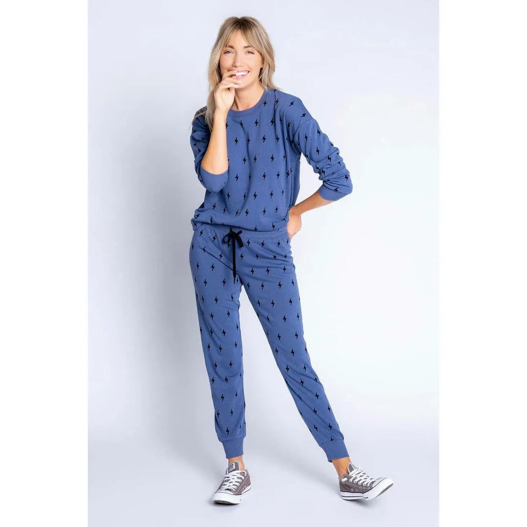 Flocked Fleece Lightning Bolt Jogger