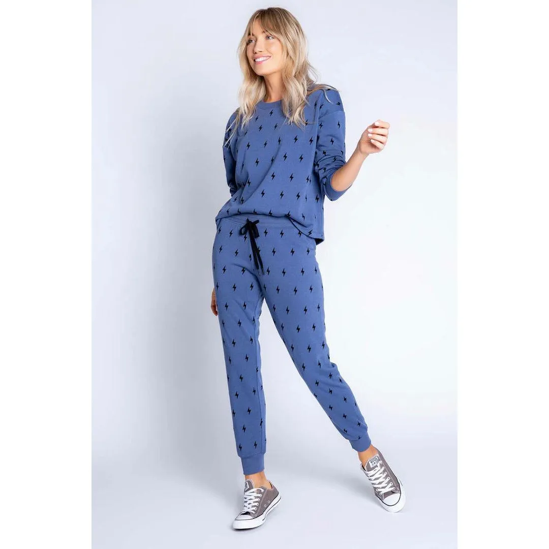Flocked Fleece Lightning Bolt Jogger