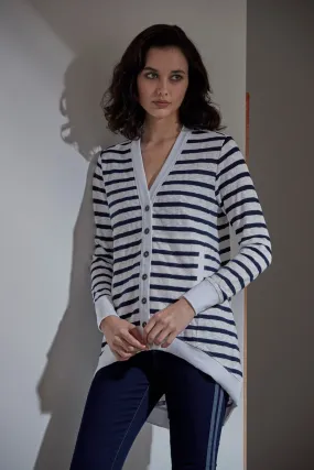 Gigi Stripe Cardi - Ink/White
