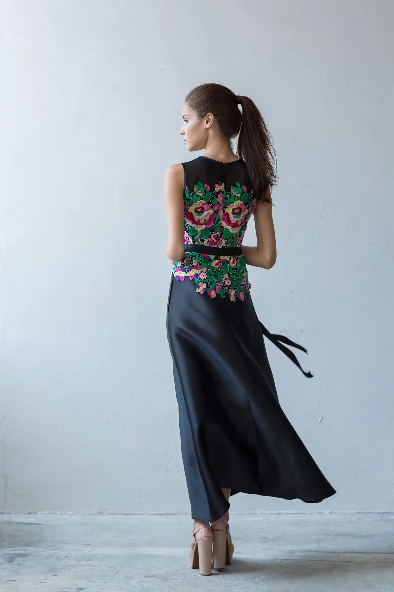 Hannah floral guipure long dress