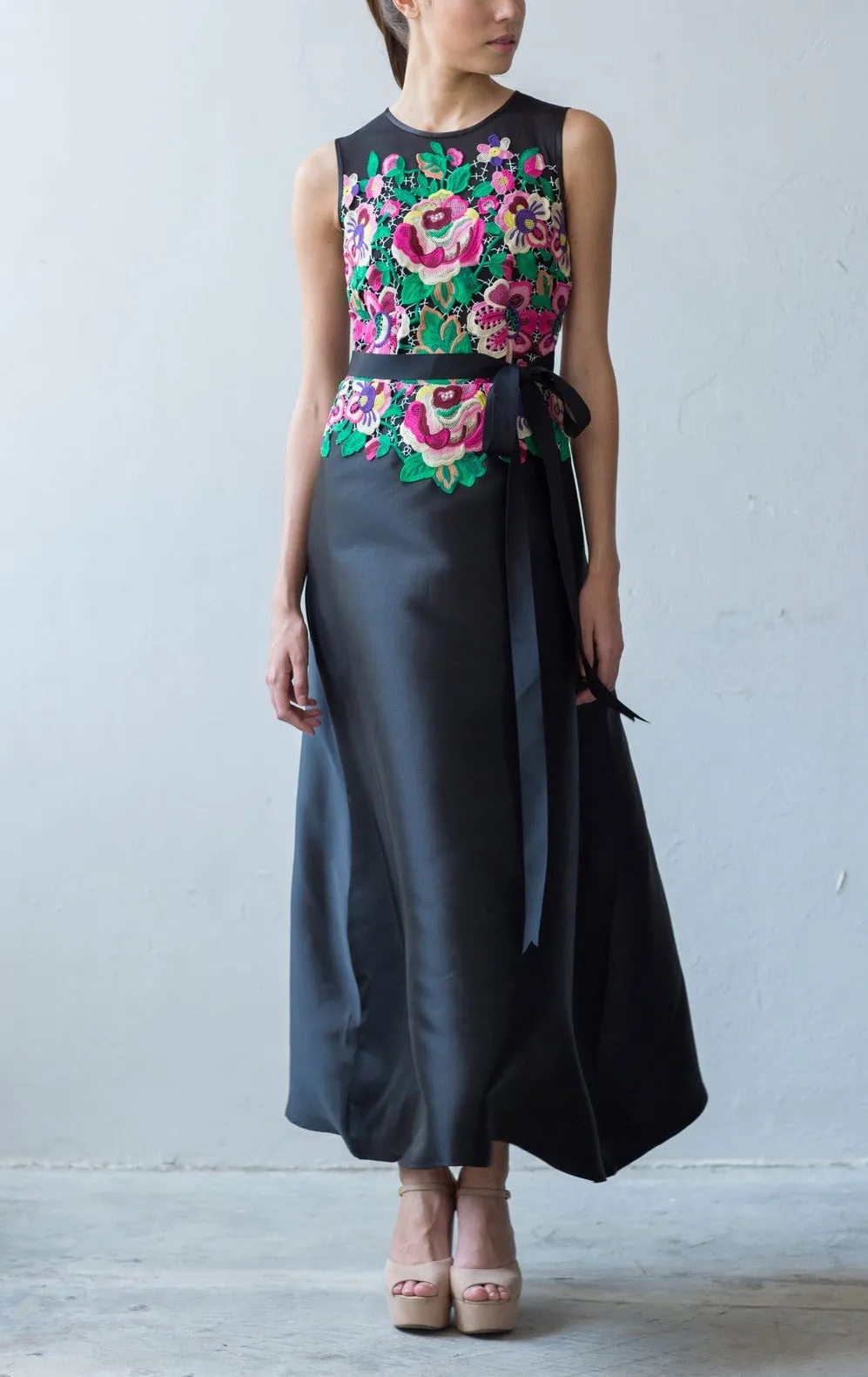 Hannah floral guipure long dress