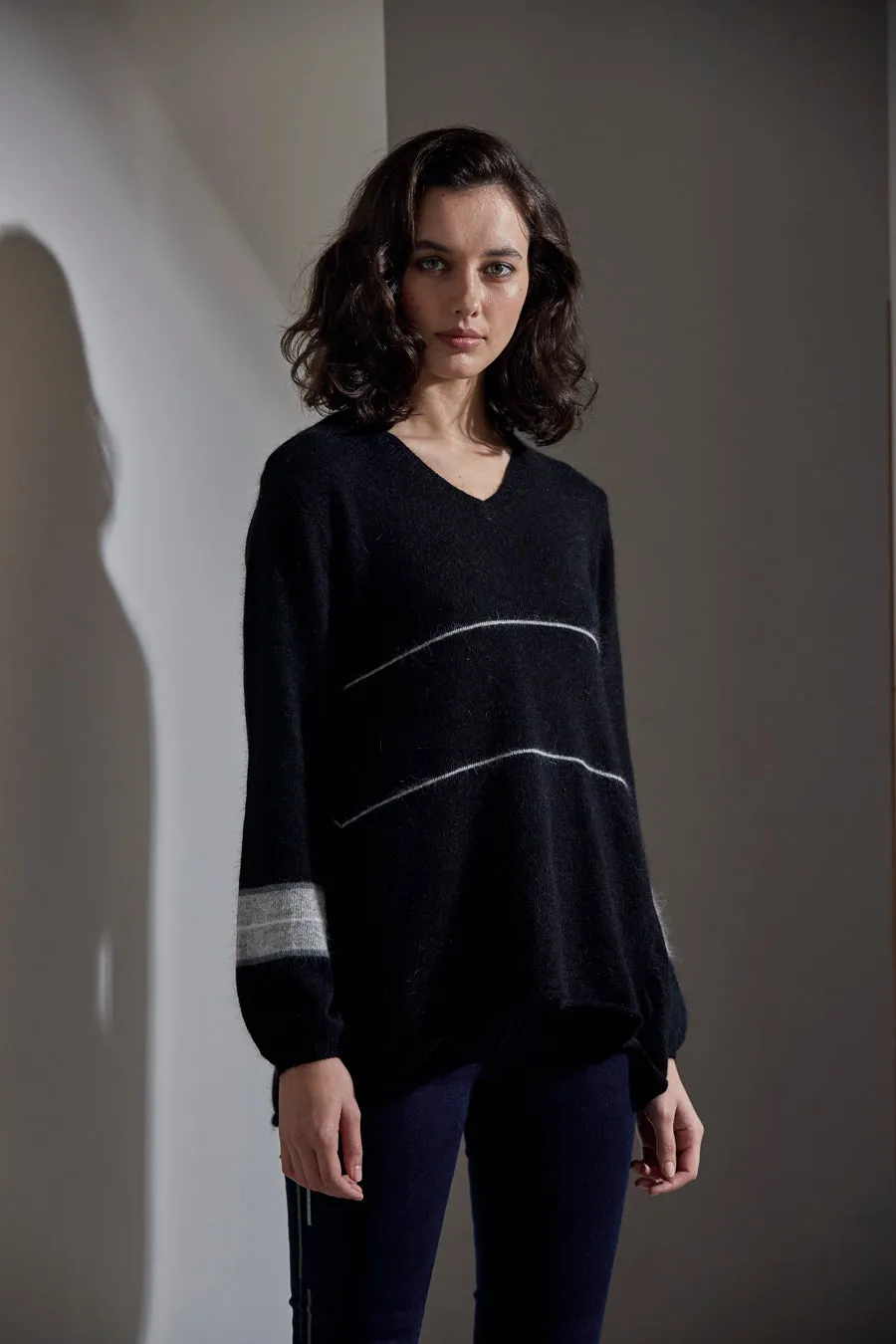 Helix Stripe Sweater - Black
