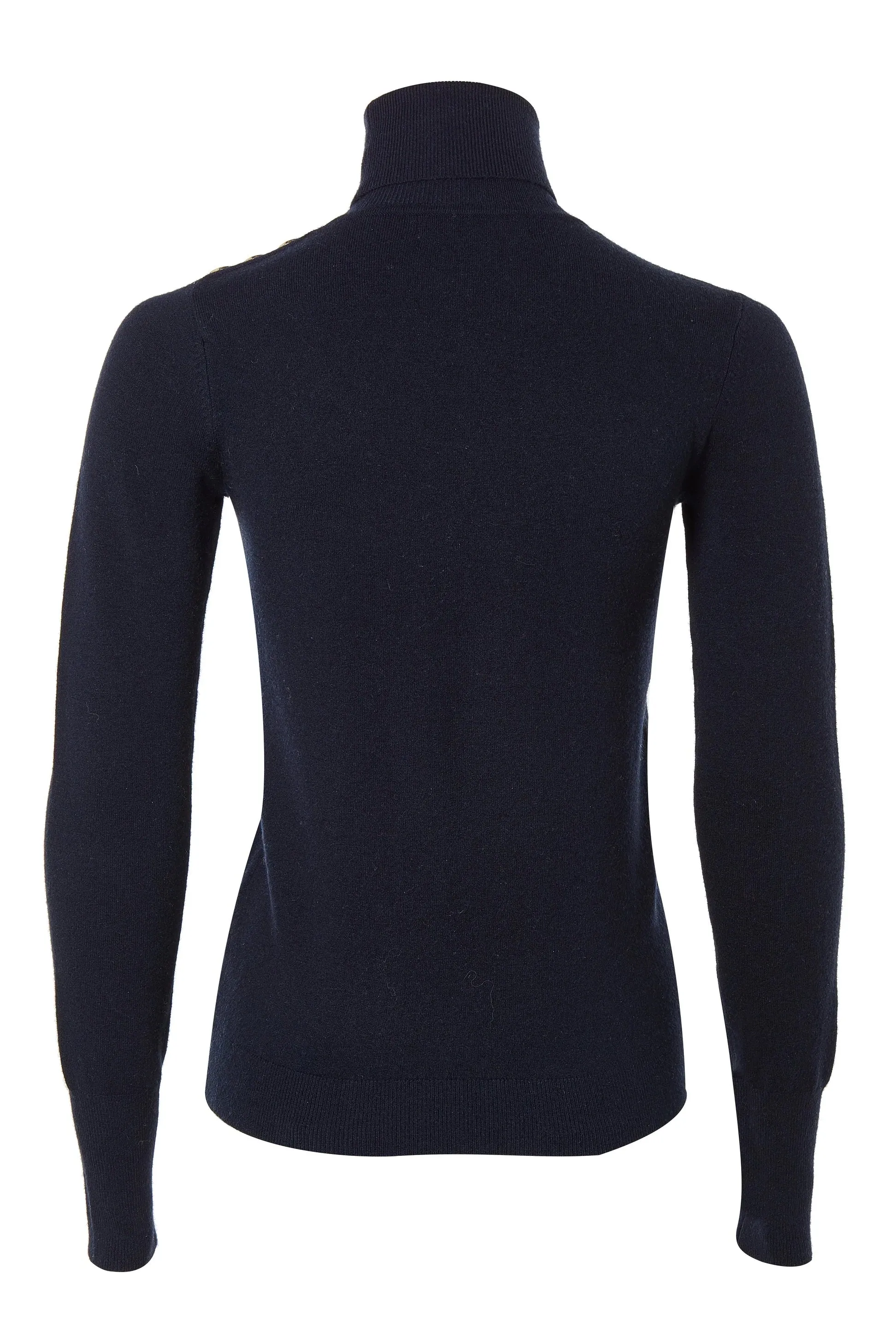 Holland Cooper Buttoned Knit Roll Neck Ladies Knitwear in Ink Navy