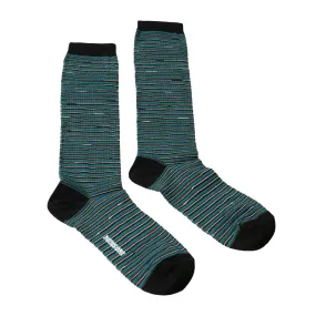 Missoni GM00CMD4589 0002 Teal/Gold Striped Boot Socks