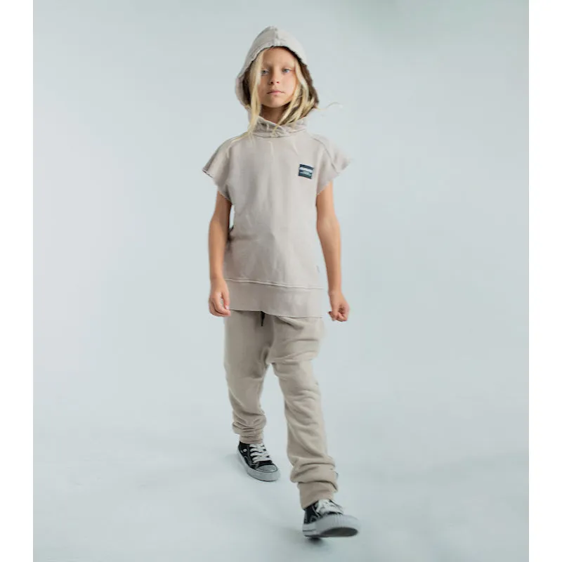 NUNUNU Sleeveless Raw Hoodie Stone