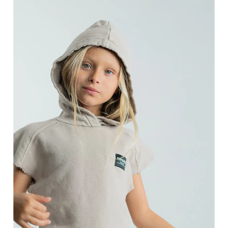 NUNUNU Sleeveless Raw Hoodie Stone