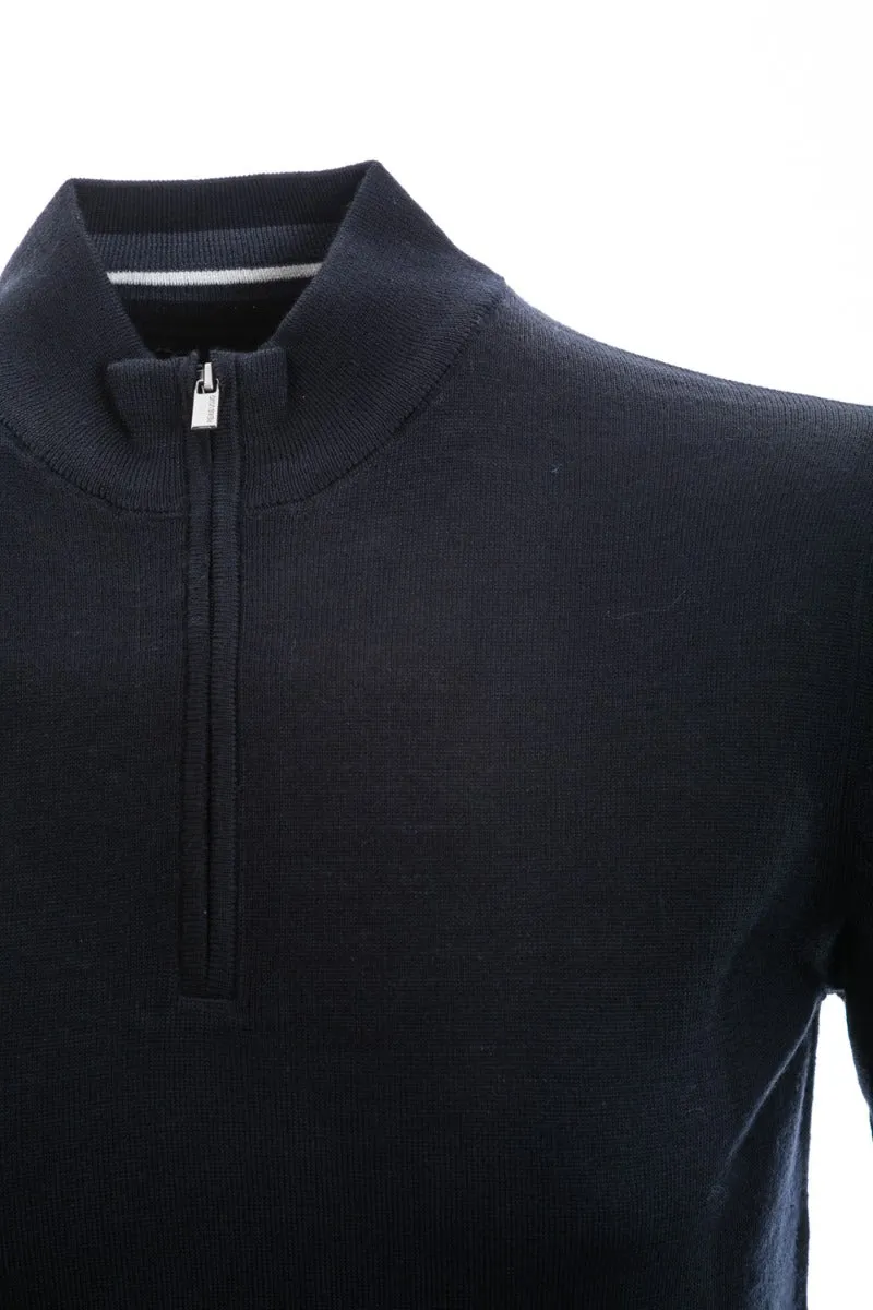 Remus Uomo 1/4 Zip Knitwear in Navy