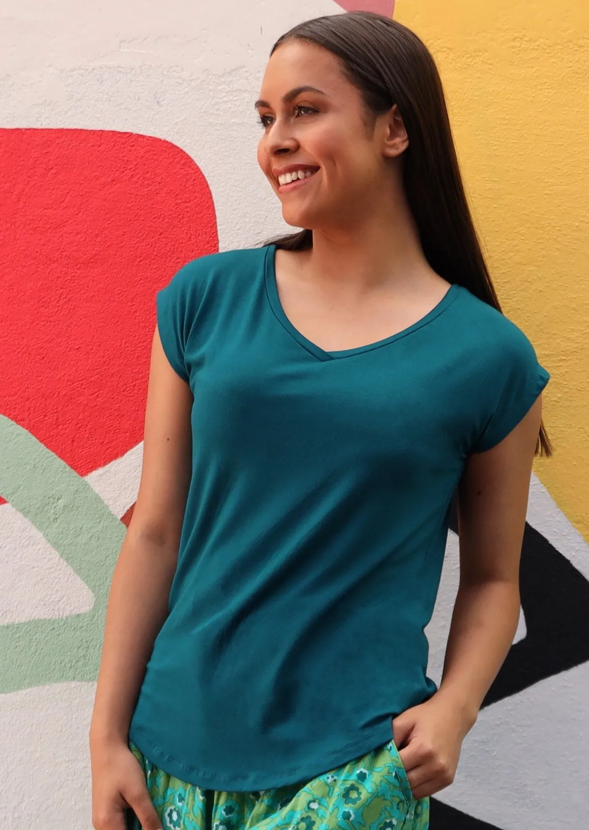 Simple Top V-neck Teal