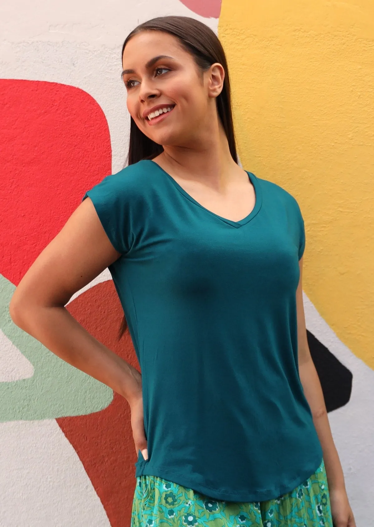 Simple Top V-neck Teal