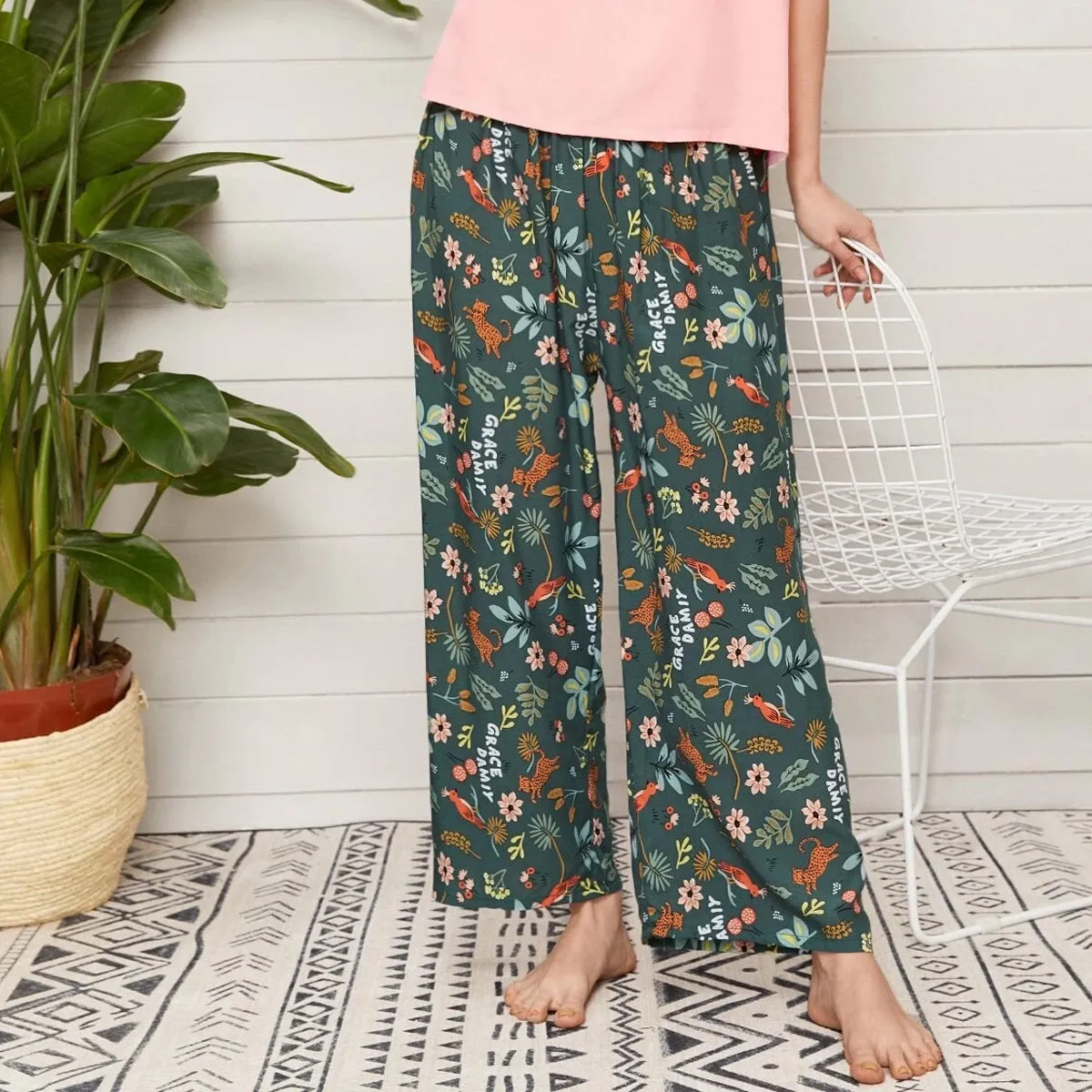 Stylish Poison Green Jungle Plazo For Womens