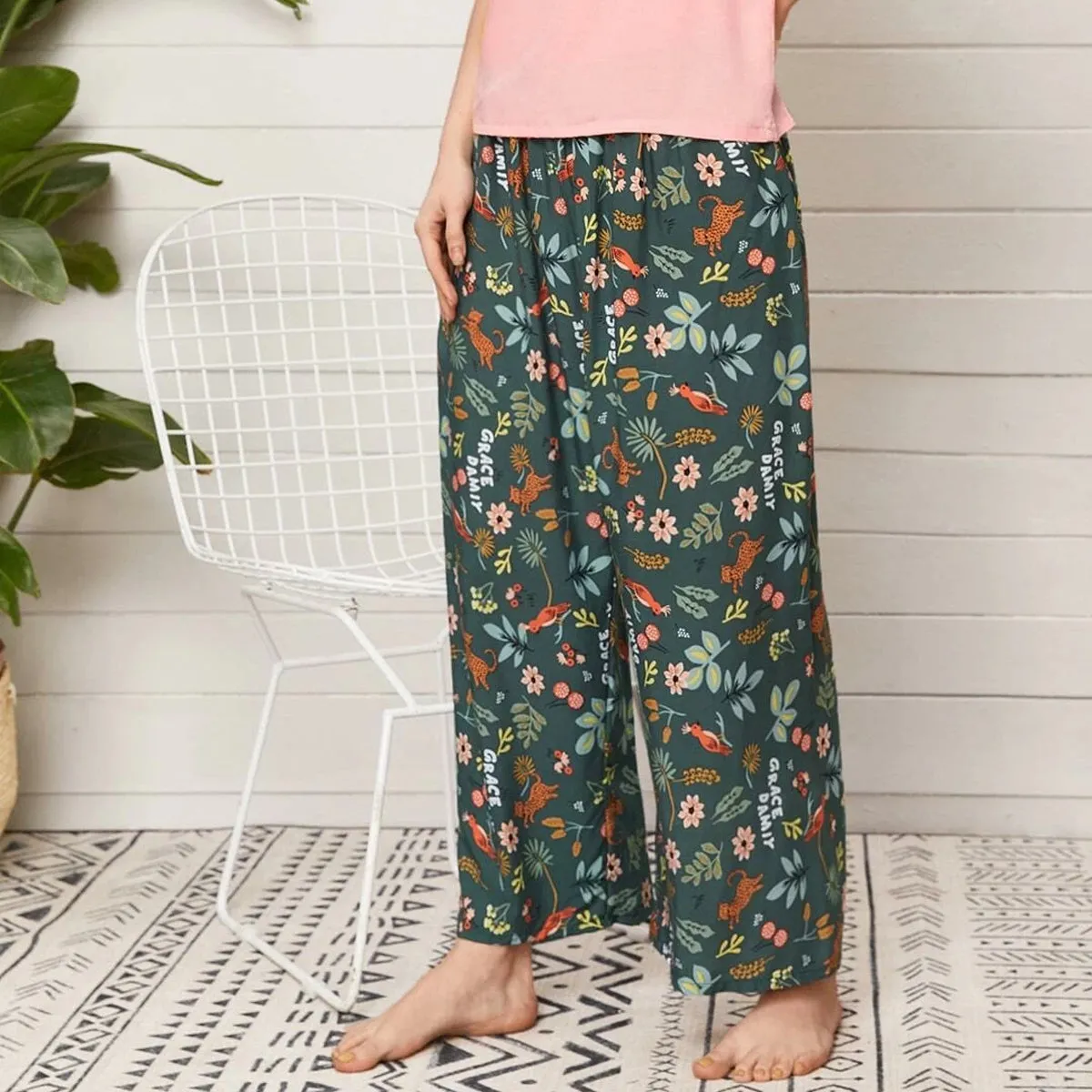 Stylish Poison Green Jungle Plazo For Womens