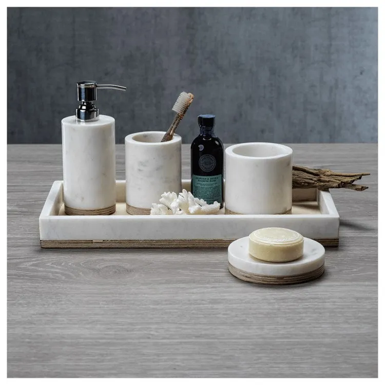 Verdi Marble and Balsa Wood Soap Dish