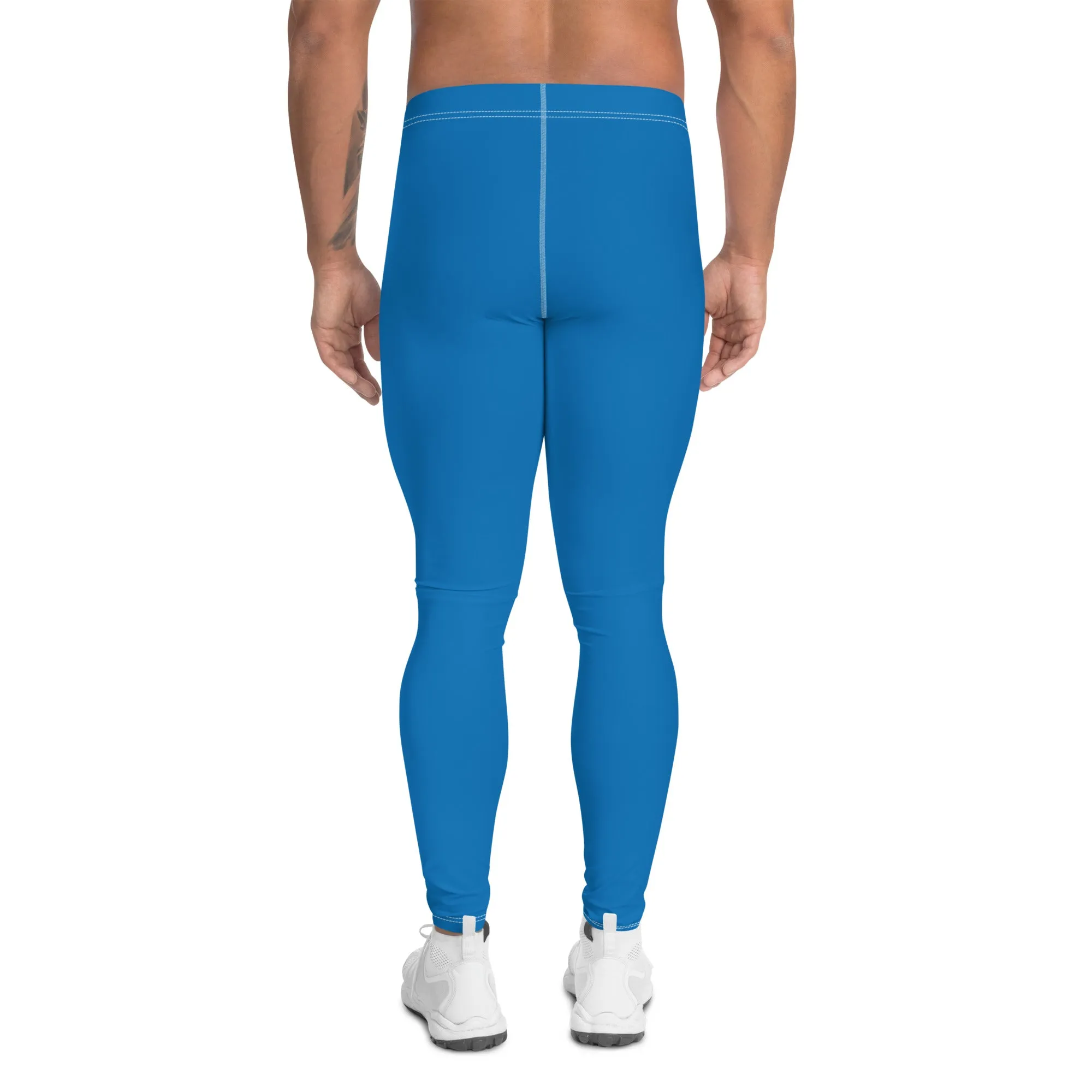 Versatile Style: Men's Solid Color Workout Leggings - Azul