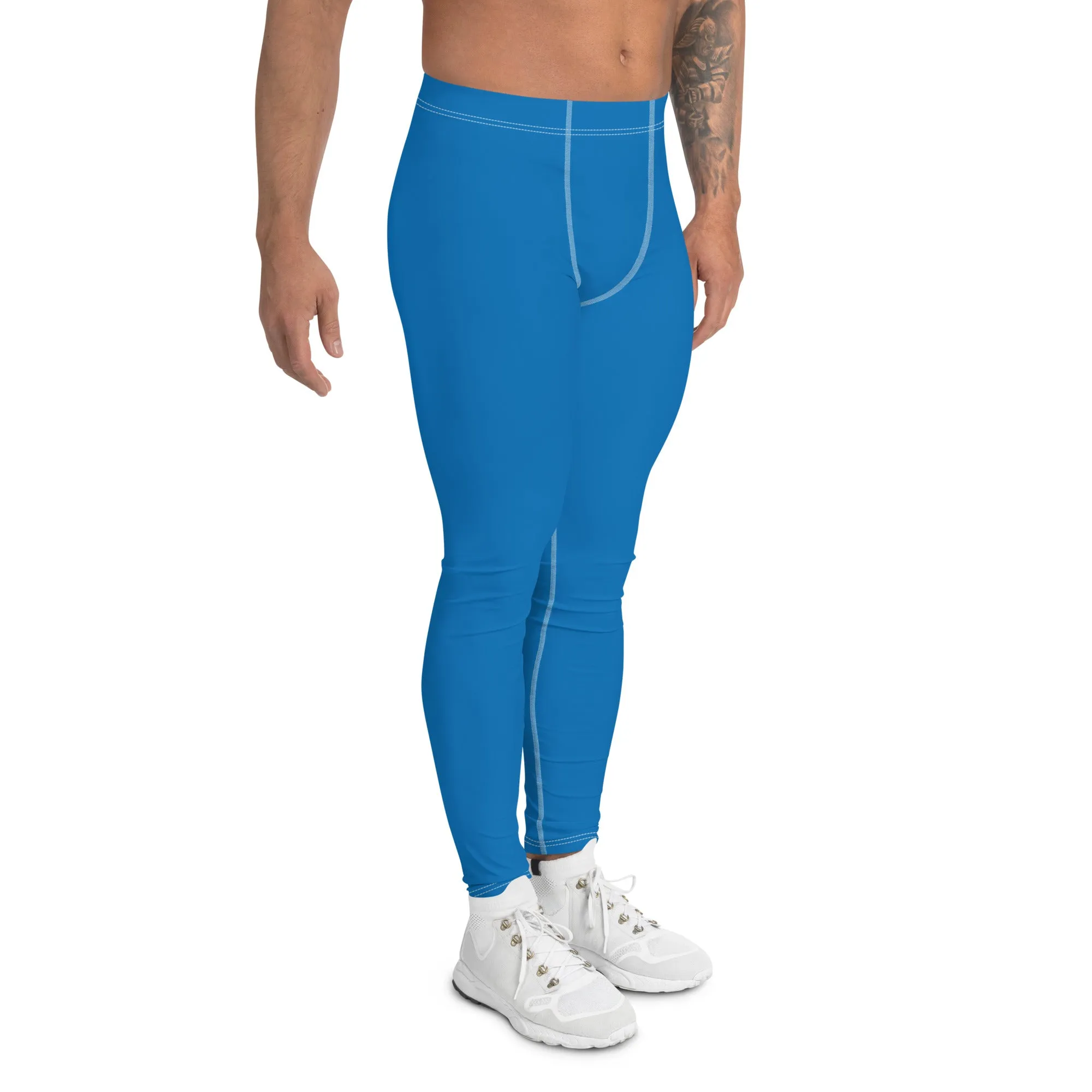 Versatile Style: Men's Solid Color Workout Leggings - Azul