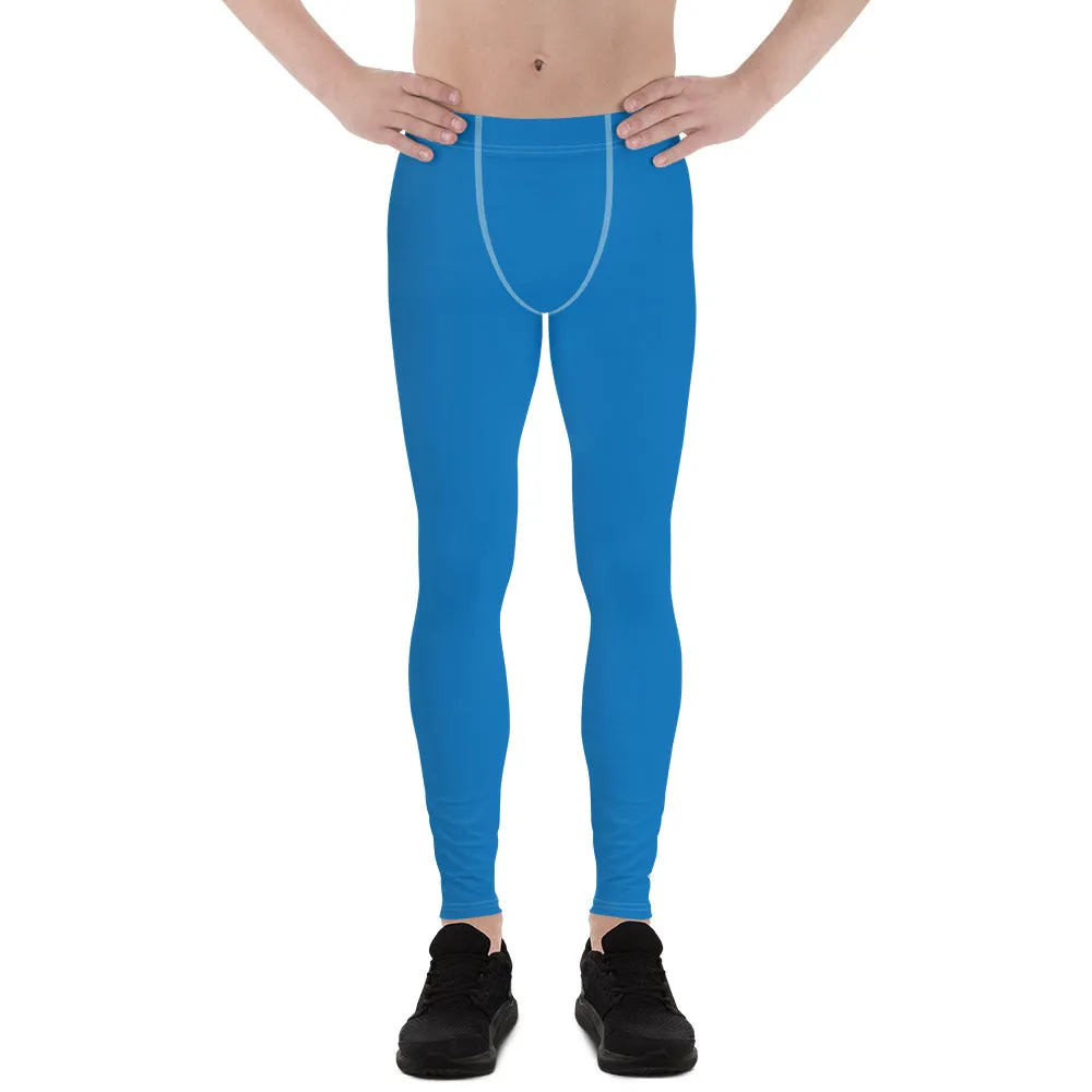 Versatile Style: Men's Solid Color Workout Leggings - Azul