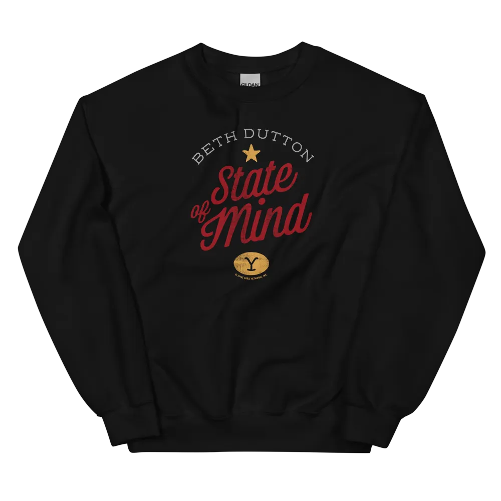 Yellowstone Beth Dutton State of Mind Fleece Crewneck Sweatshirt