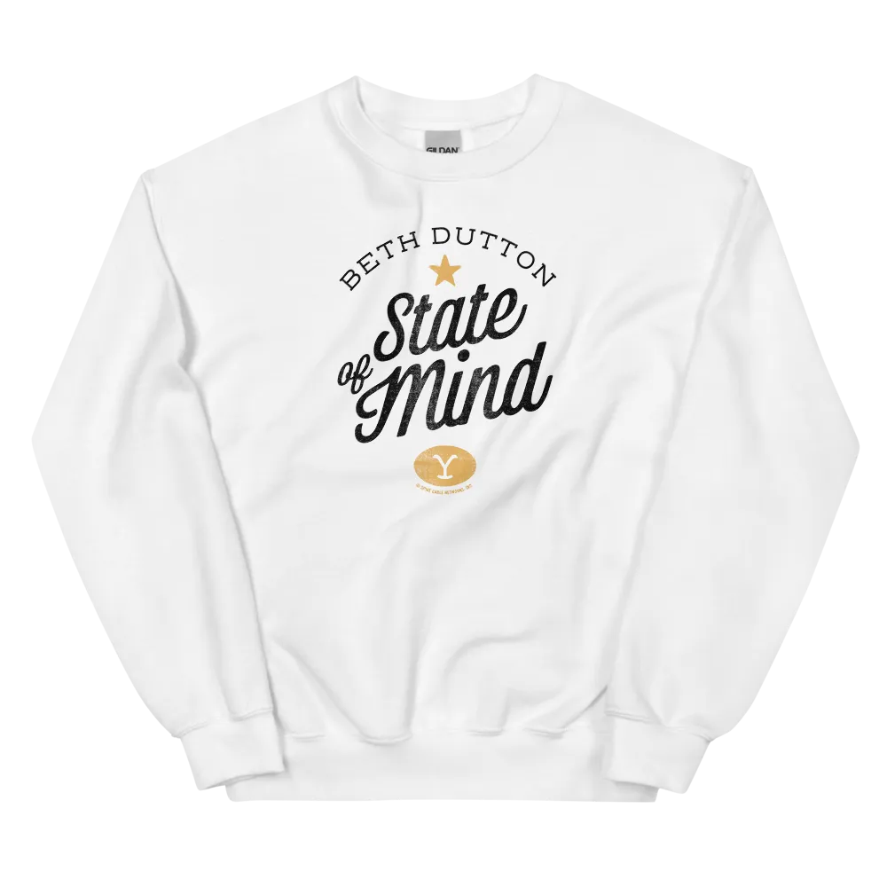 Yellowstone Beth Dutton State of Mind Fleece Crewneck Sweatshirt